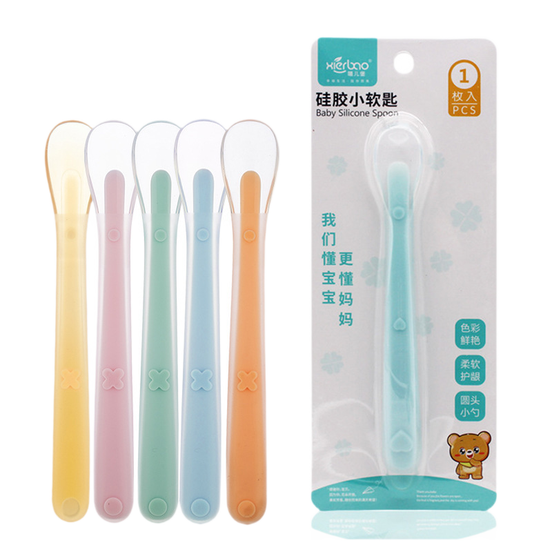 All-Silicone Baby Spoon with Soft Head for Feeding and Soup