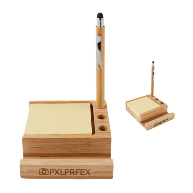 Bamboo Desk Organizer with Phone Holder and Pen Cup