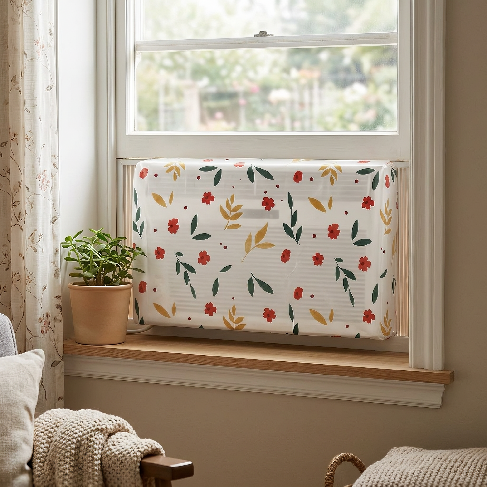 AC Unit Dust Cover, Floral Leaves Indoor AC Cover, Home Decor