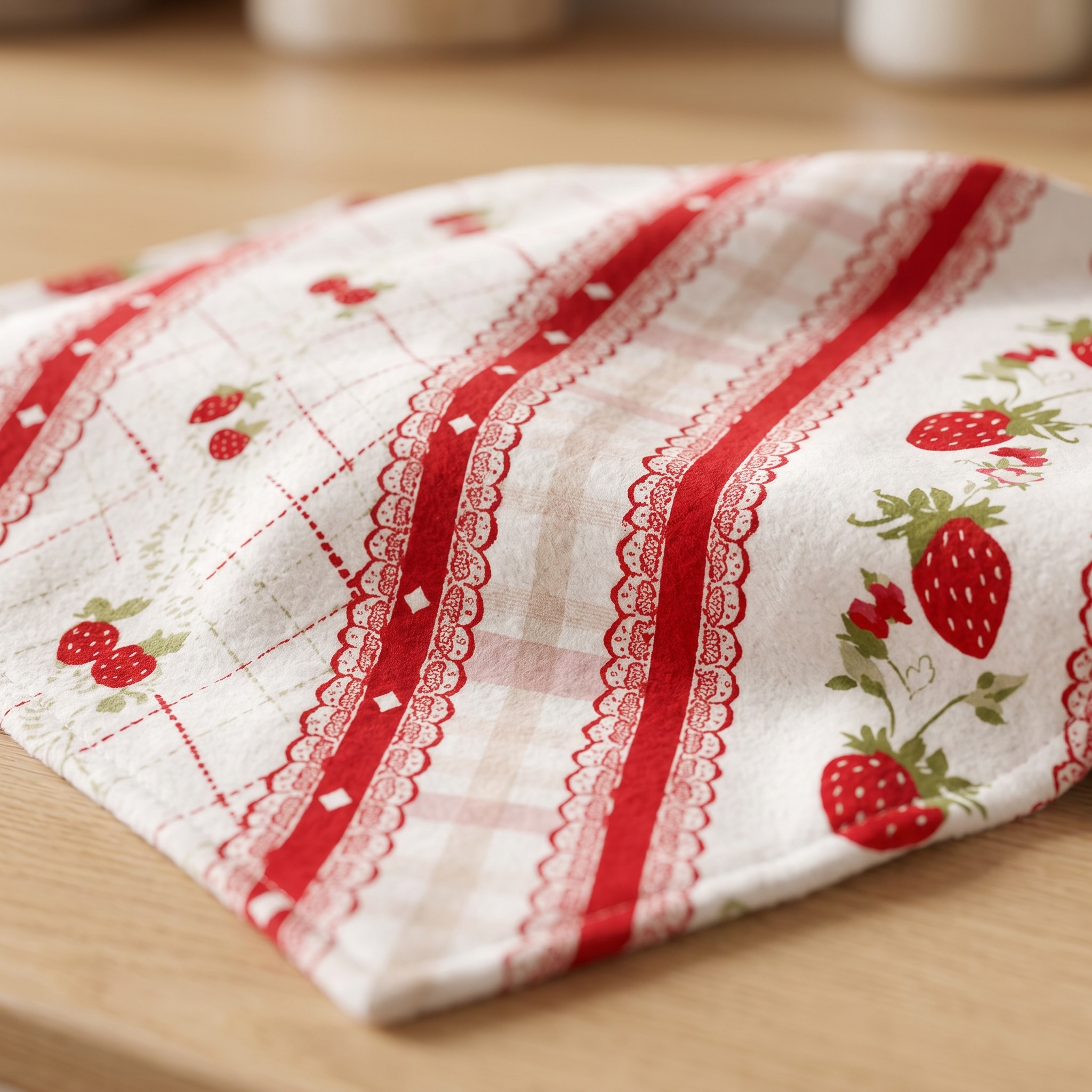 Strawberry Cream Style Appliance Dust Cover for Refrigerator and Microwave Oven - Produktbild 7