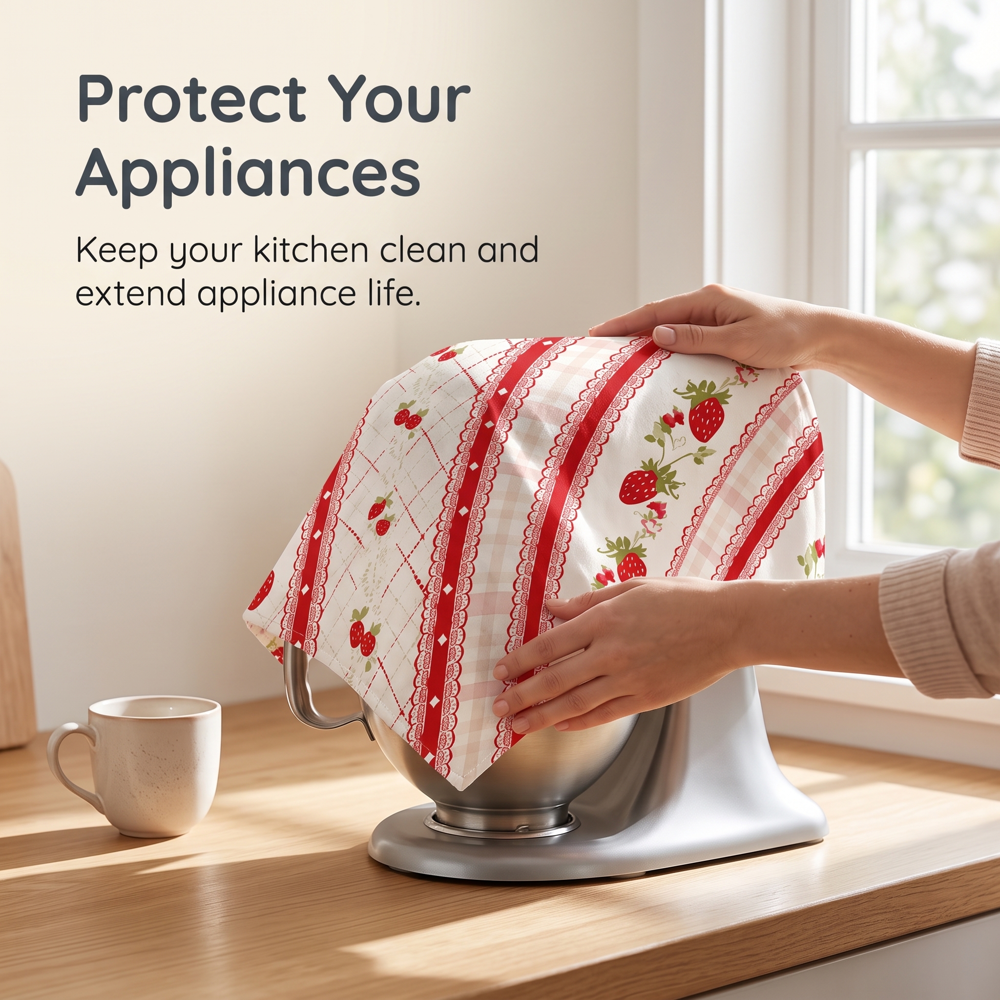 Strawberry Cream Style Appliance Dust Cover for Refrigerator and Microwave Oven - Produktbild 3