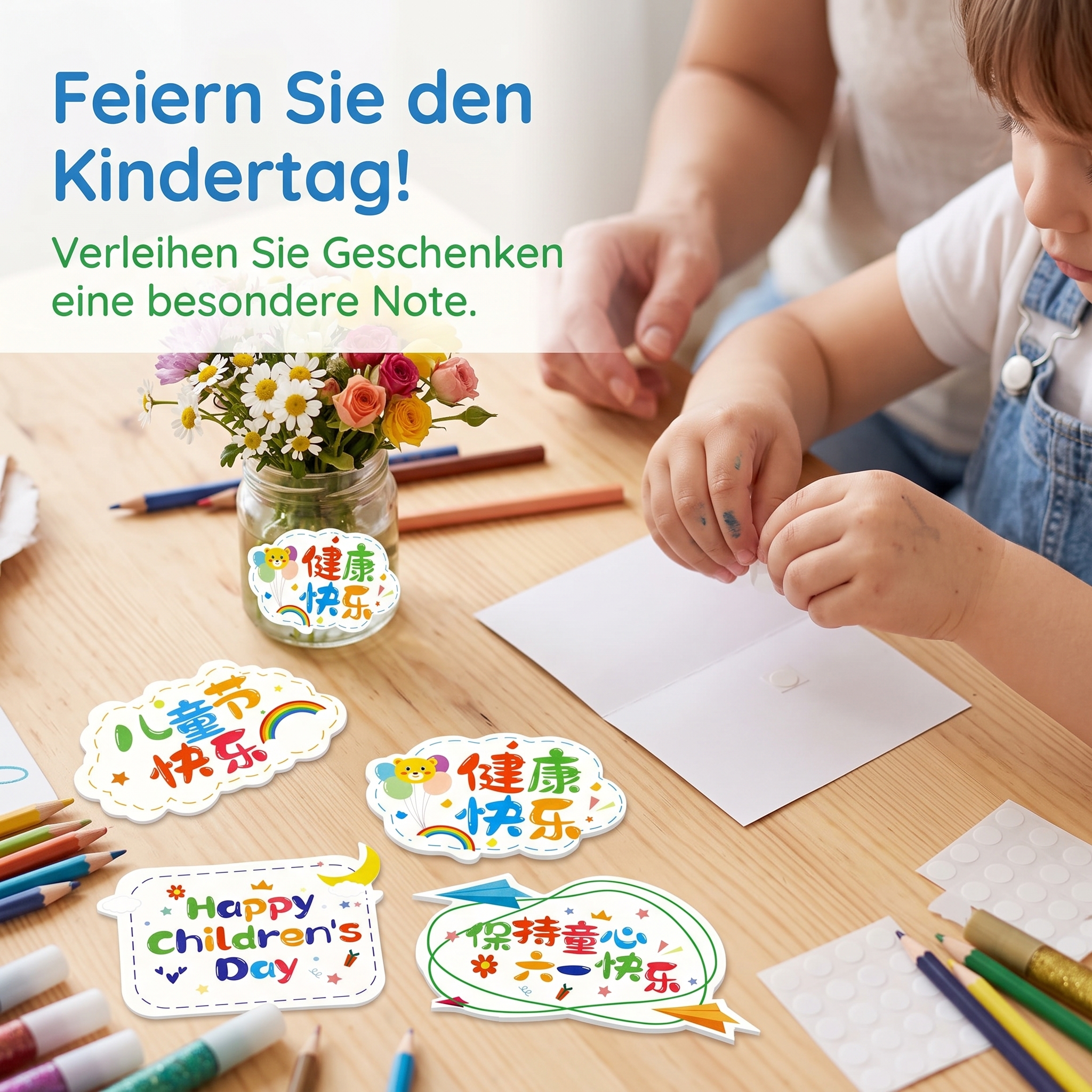 Grußkarten Kinder DIY Lernset – Pop Up Karte für Blumenstrauß Dekoration - Produktbild 2