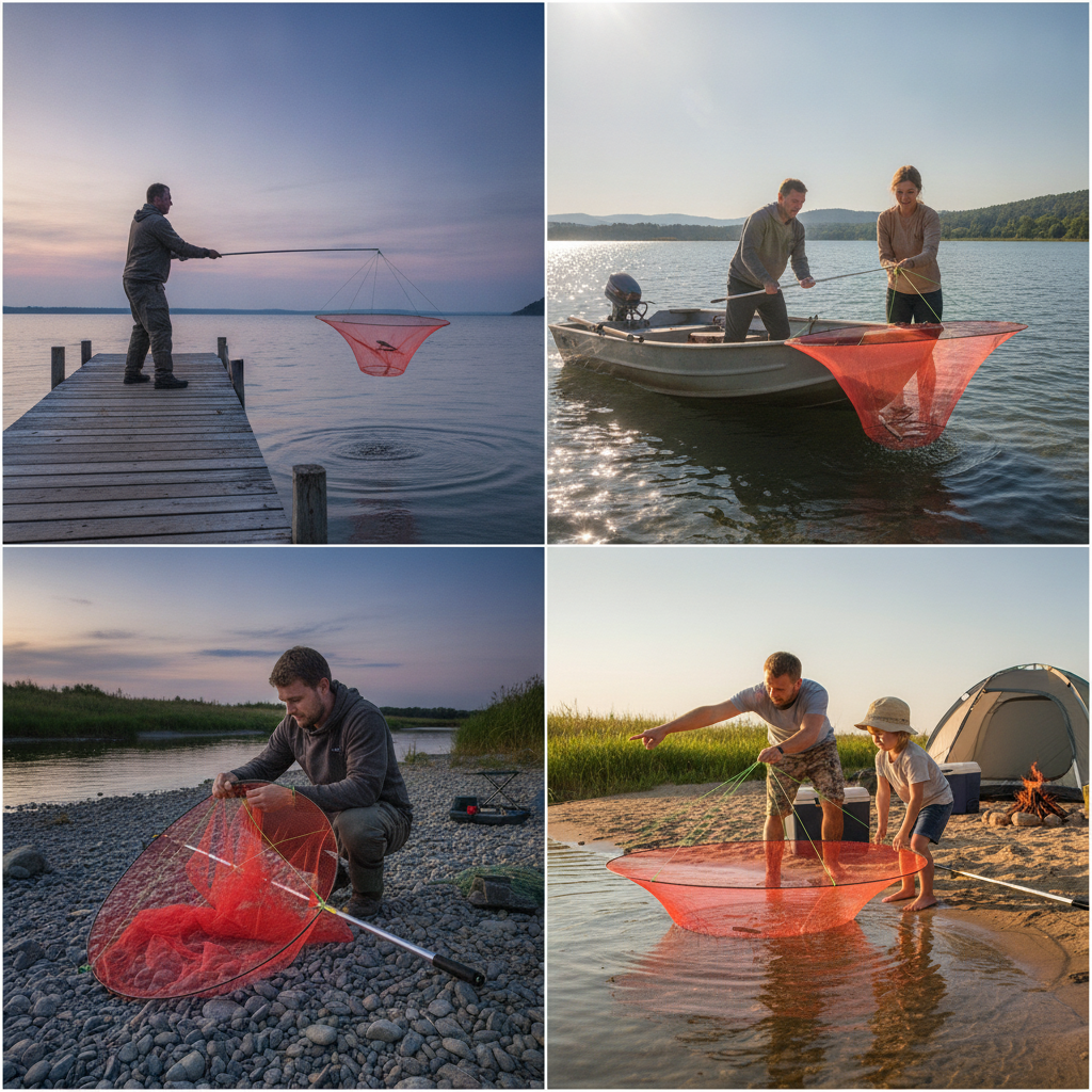 Folding Fishing Net for Anglers, Large Fabric Fishing Net, for Angling - Produktbild 6