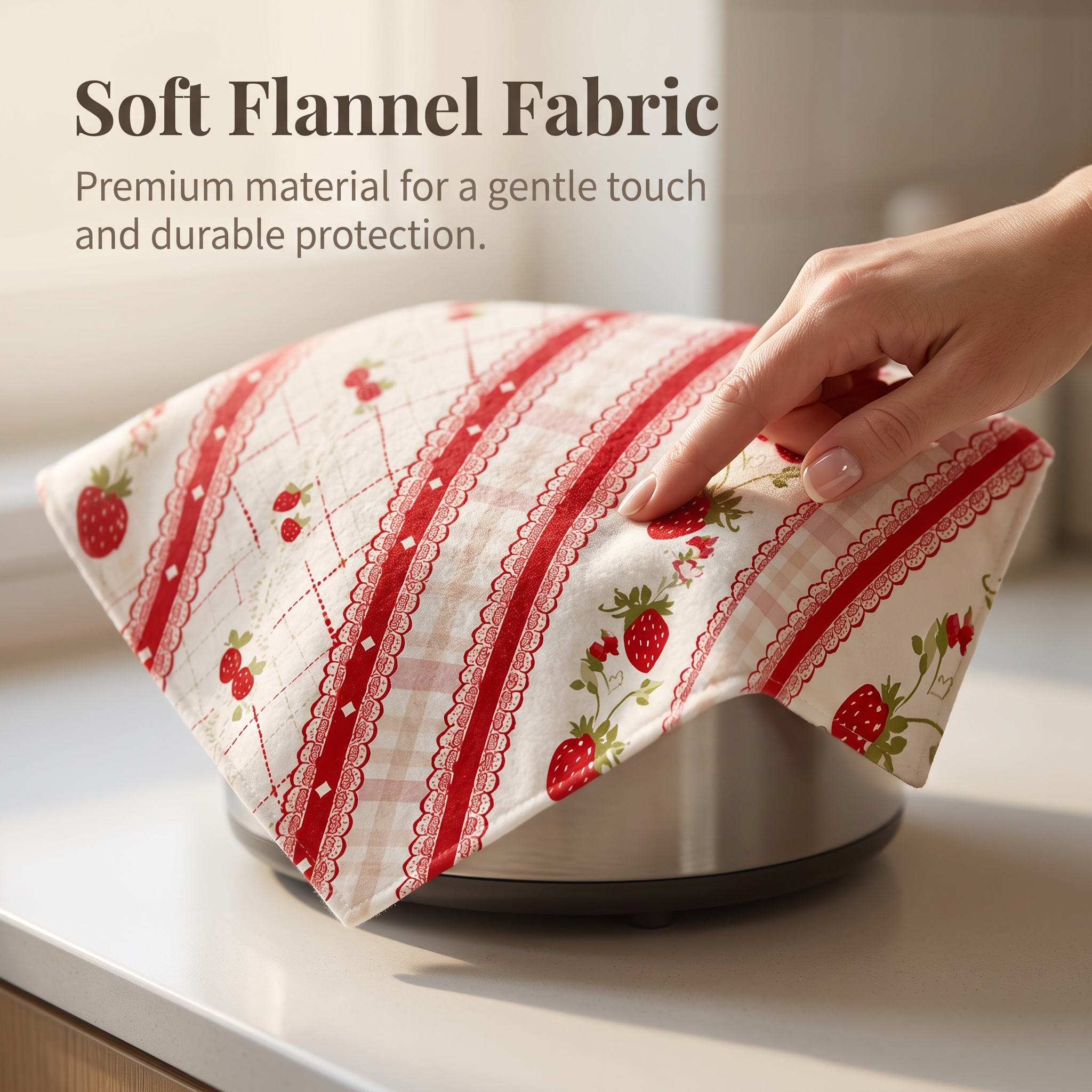 Strawberry Cream Style Appliance Dust Cover for Refrigerator and Microwave Oven - Produktbild 2