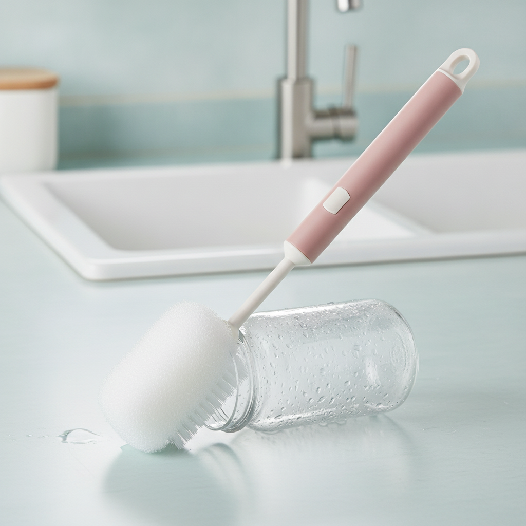 Sponge Bottle Brush with Handle for Cups, Bottles, bottle cleaner brush
