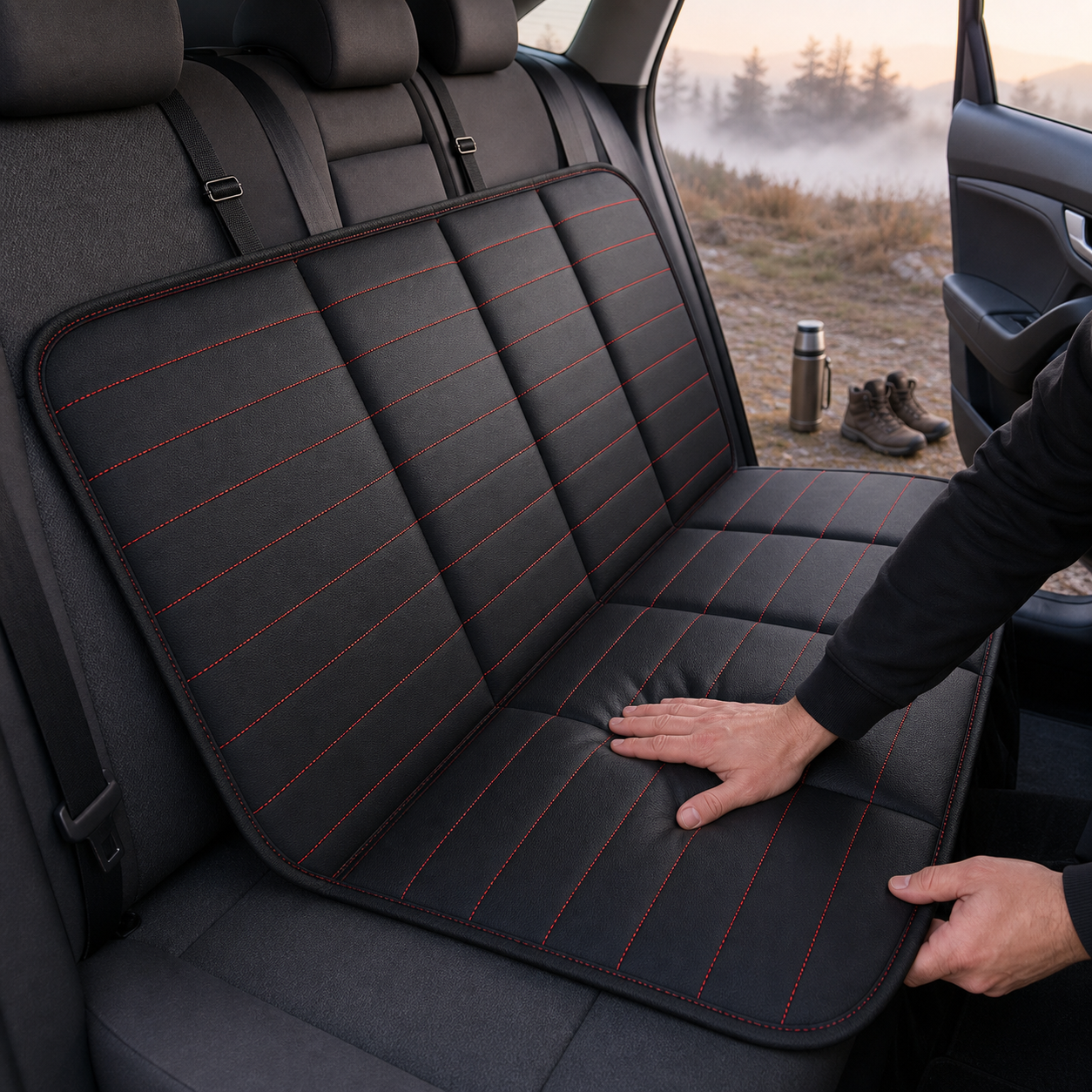 Auto Sleeping Mat, Foldable Non-Inflatable Car Bed for Rear Seat Travel, for