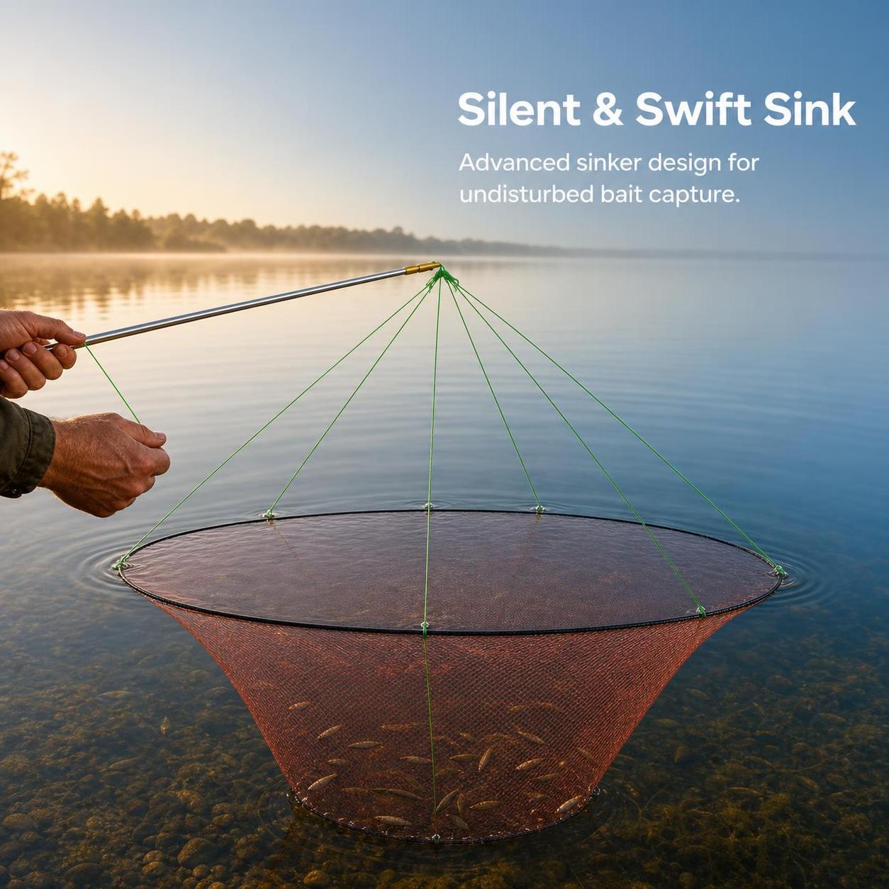 Folding Fishing Net for Anglers, Large Fabric Fishing Net, for Angling - Produktbild 3