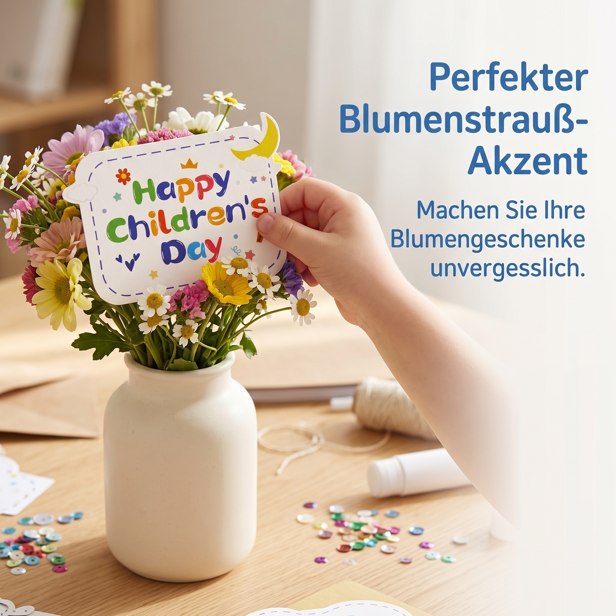 Grußkarten Kinder DIY Lernset – Pop Up Karte für Blumenstrauß Dekoration - Produktbild 3