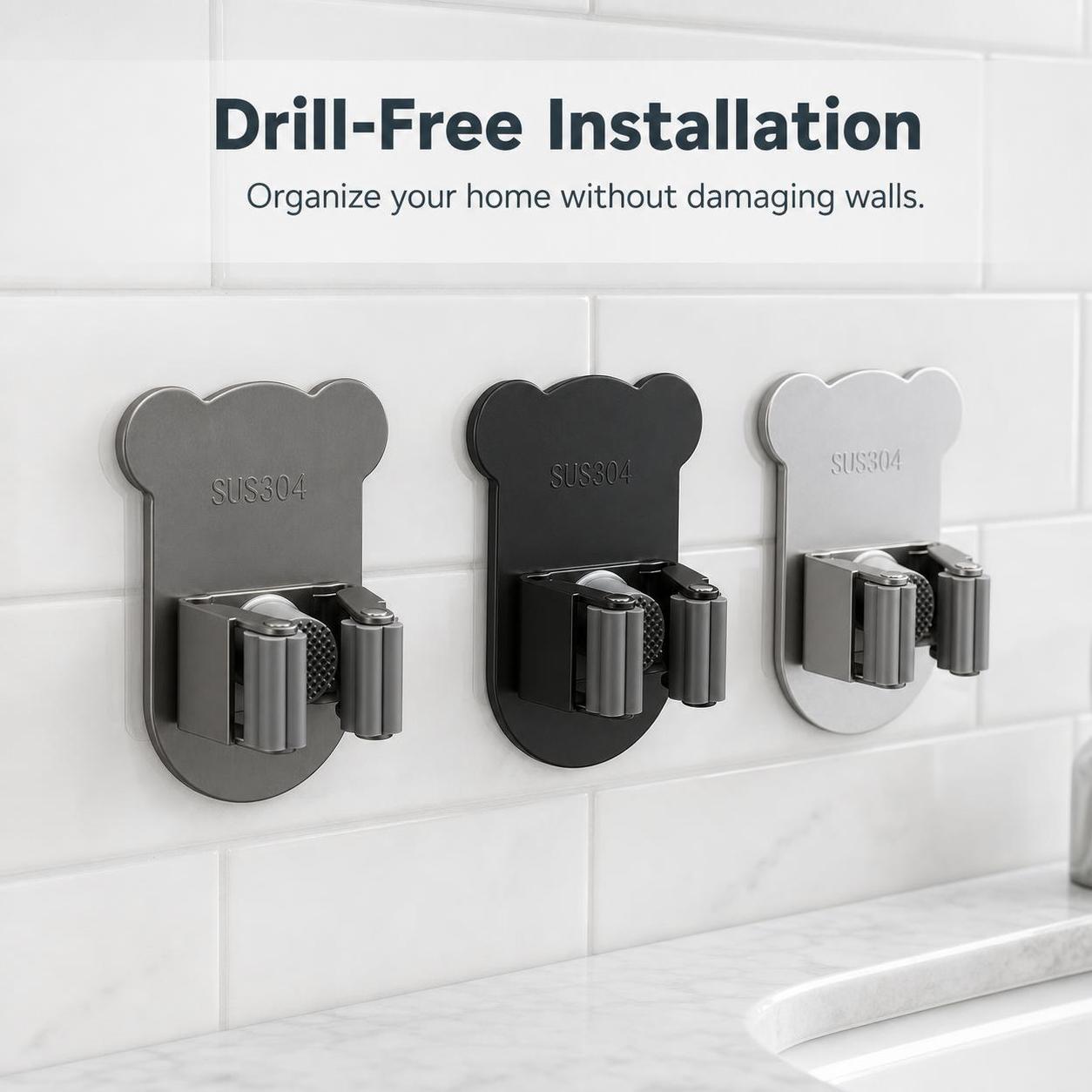 Self-Adhesive Mop Organizer - for Laundry Room - for Garage - Produktbild 1