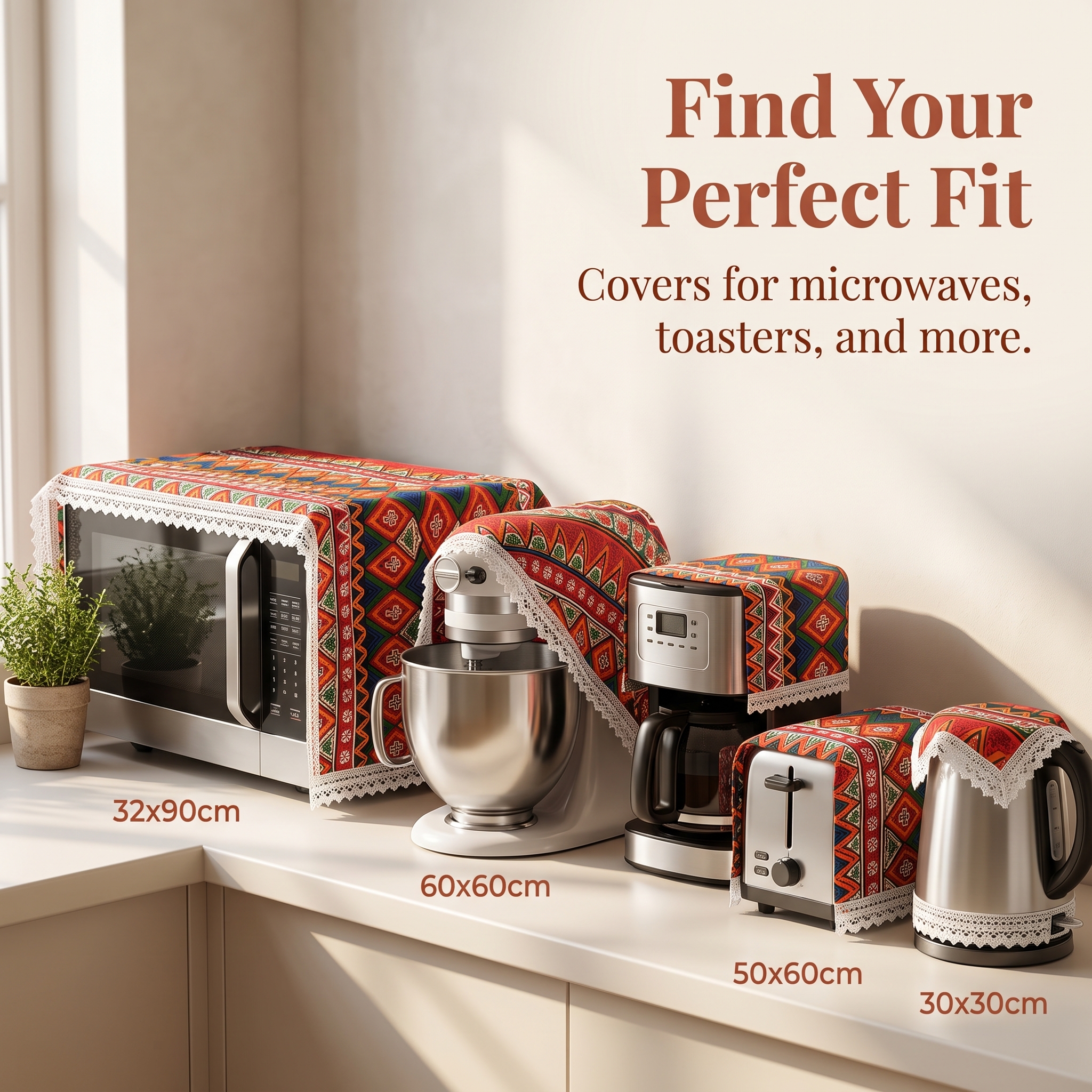 Fabric Appliance Dust Cover, Decorative Kitchen Machine Protector - Produktbild 2