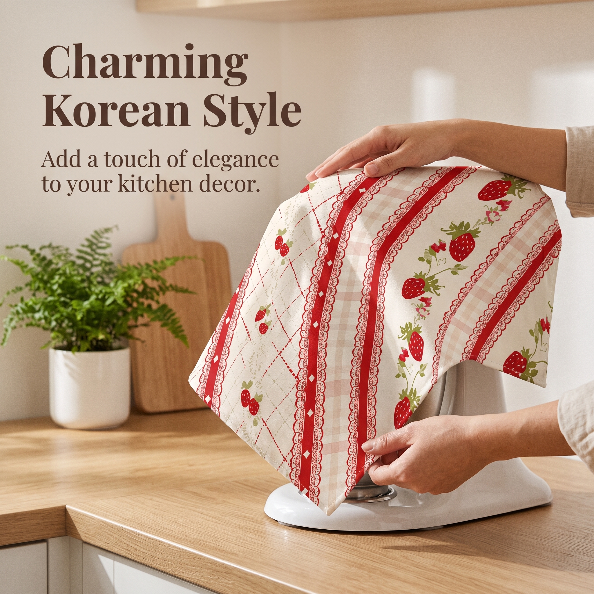 Strawberry Cream Style Appliance Dust Cover for Refrigerator and Microwave Oven - Produktbild 1