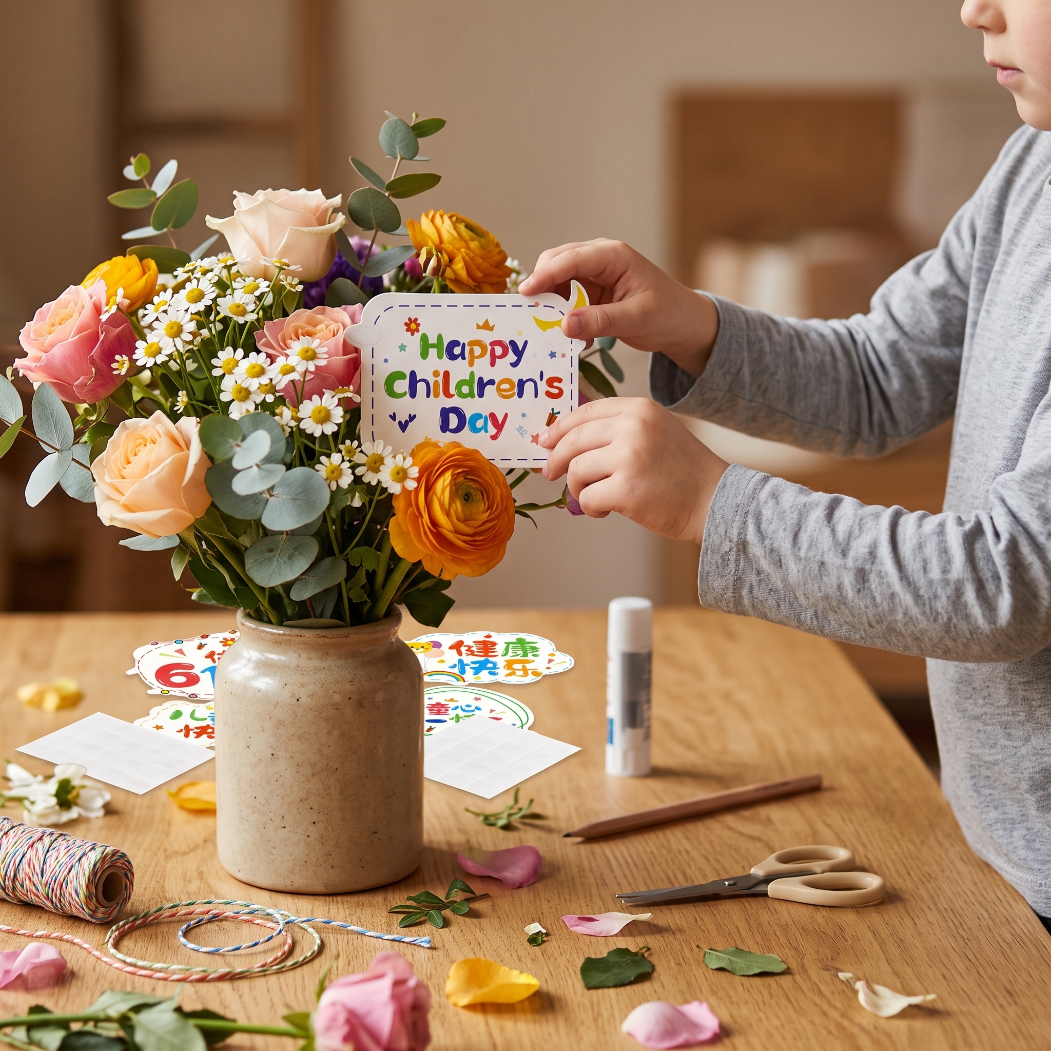 Grußkarten Kinder DIY Lernset – Pop Up Karte für Blumenstrauß Dekoration - Produktbild 7