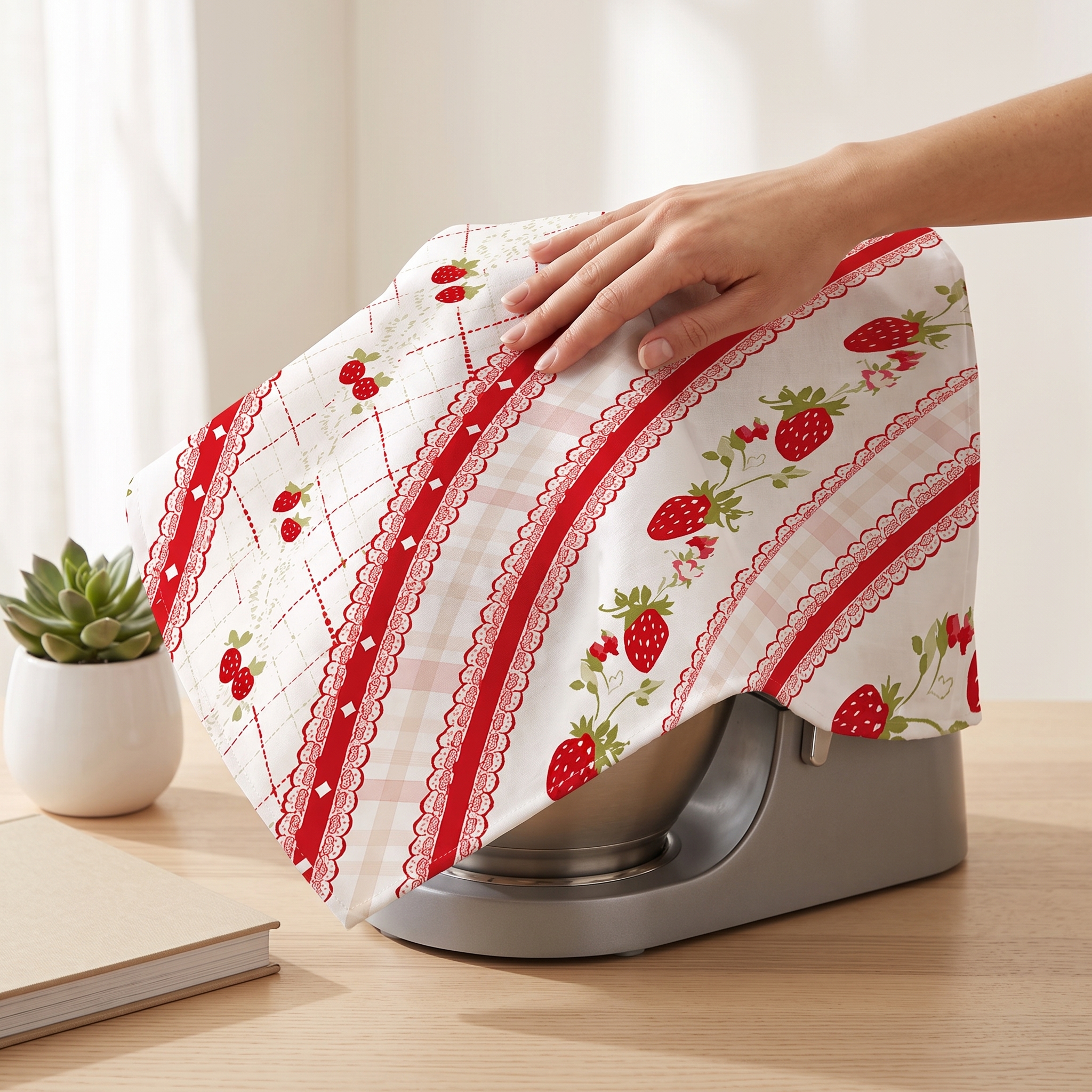 Strawberry Cream Style Appliance Dust Cover for Refrigerator and Microwave Oven - Produktbild 6