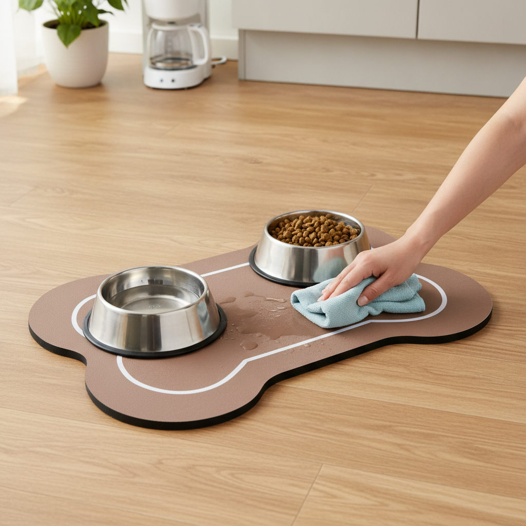 Diatomaceous Earth Pet Bowl Mat, Food and Water Bowl Mat, for Water Bowls
