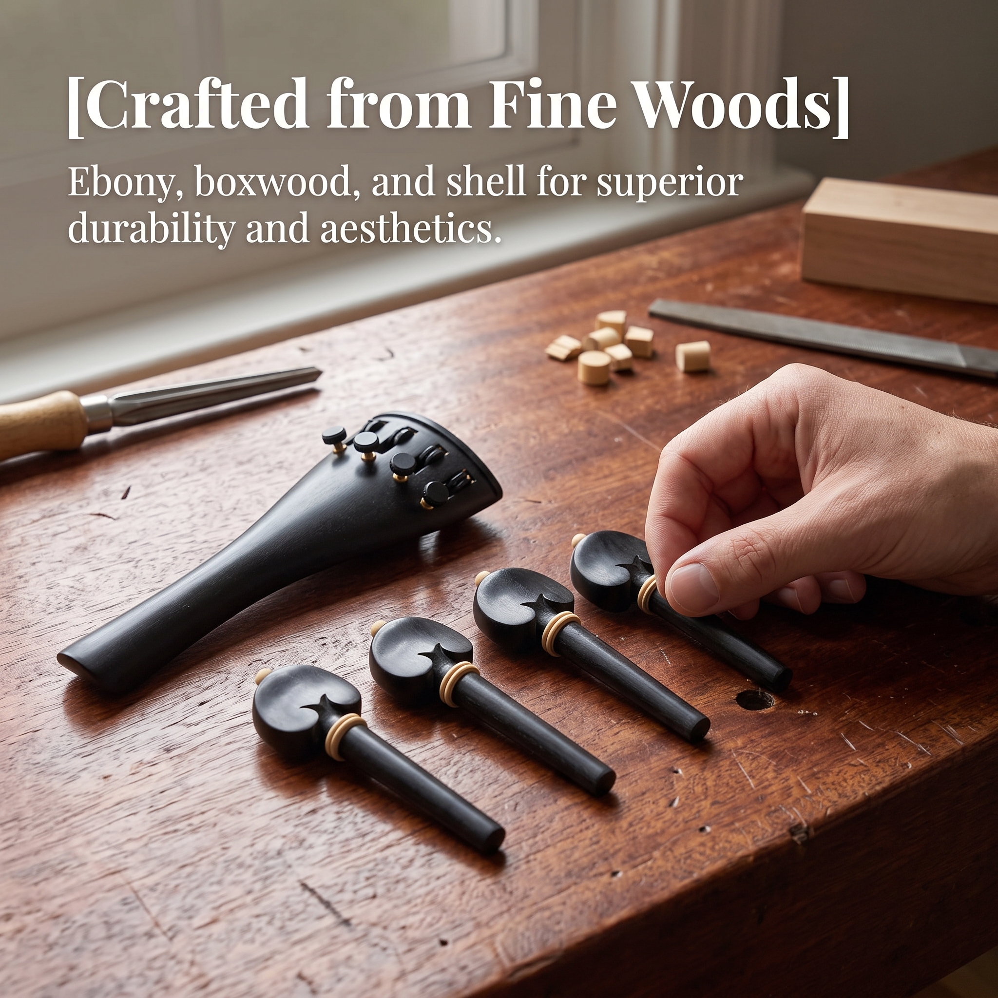 Cello Tuning Pegs and Tailpiece with Built-in Fine Tuner for 4/4-1/8 Size - Produktbild 2